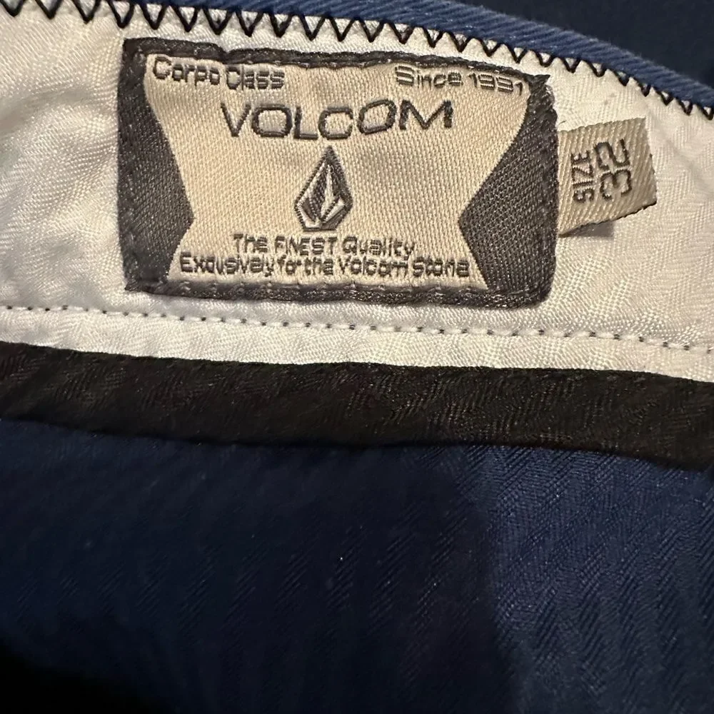 Volcom Shorts Vmonty Flat Front Chino Block Shorts Blue 2 Tone, Men's Size 32